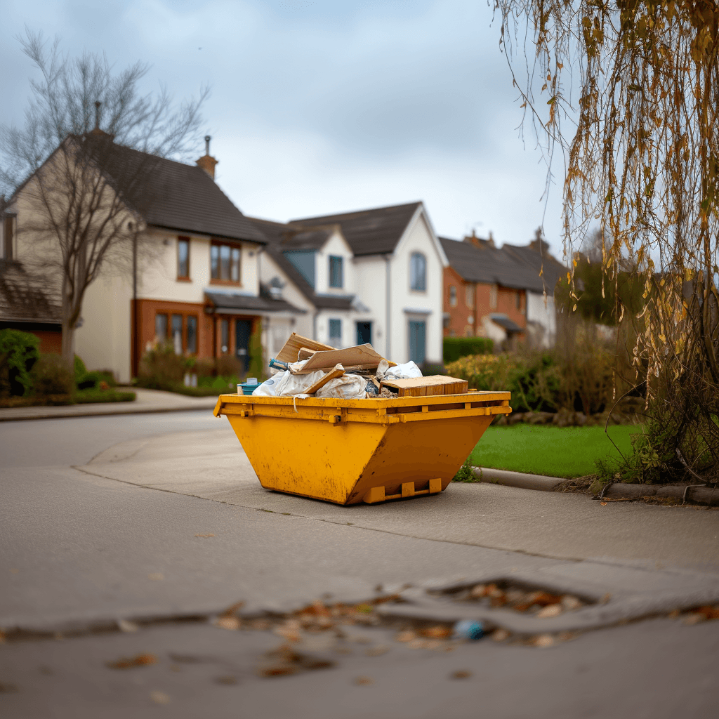 Midi Skip Hire Image of skip in front of residential houses